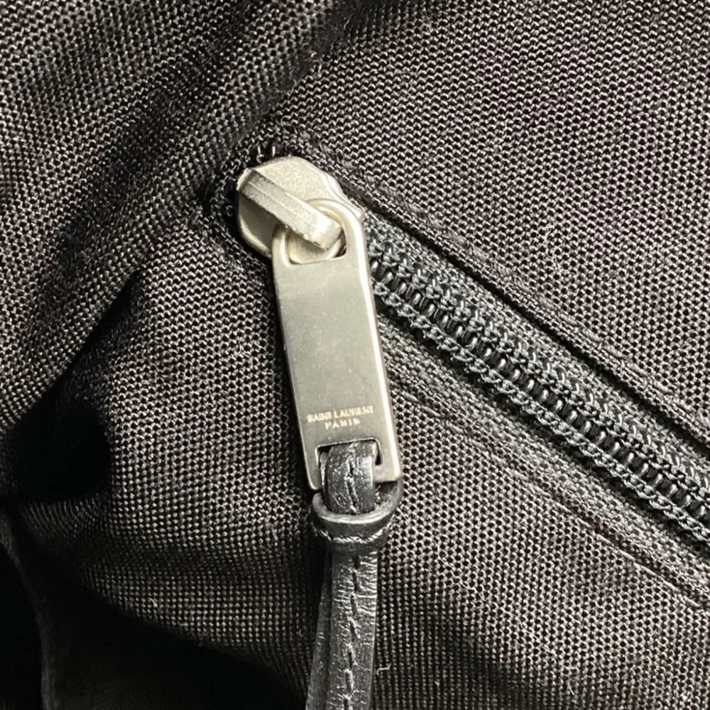 Saint Laurent Noe Patched Backpack in Black Cotton